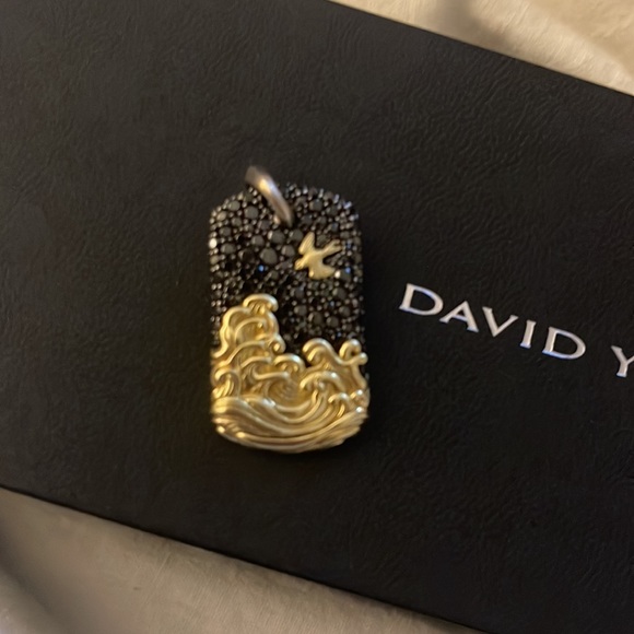 DAVID YURMAN GOLD & BLACK DIMOND DOG TAG - Picture 8 of 8
